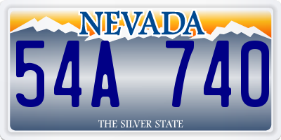 NV license plate 54A740