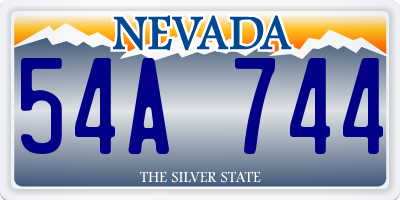 NV license plate 54A744