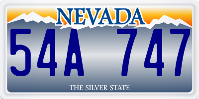 NV license plate 54A747