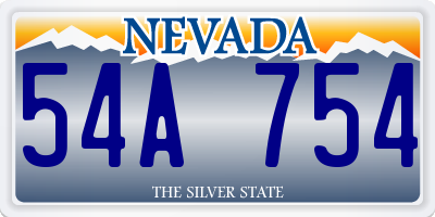 NV license plate 54A754