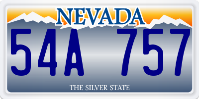 NV license plate 54A757