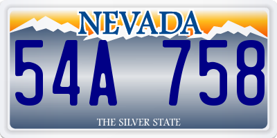 NV license plate 54A758