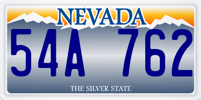 NV license plate 54A762