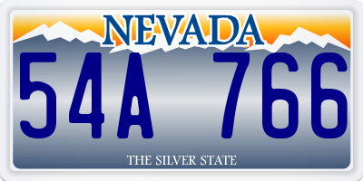NV license plate 54A766