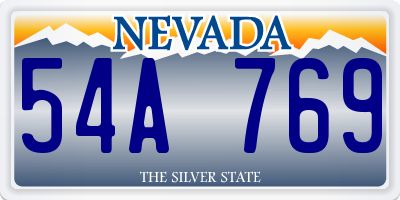NV license plate 54A769