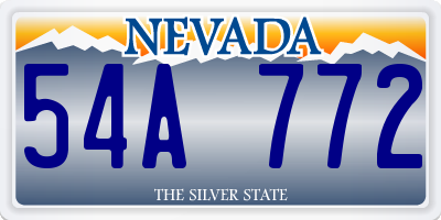 NV license plate 54A772