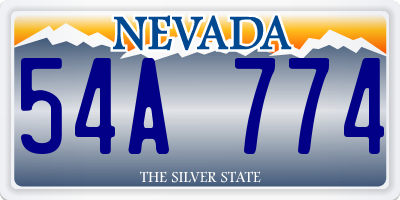 NV license plate 54A774