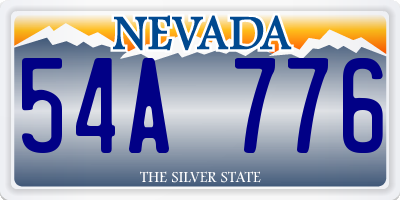 NV license plate 54A776