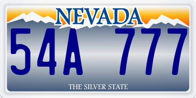 NV license plate 54A777