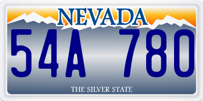 NV license plate 54A780