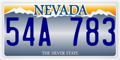 NV license plate 54A783
