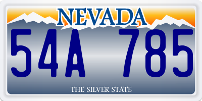 NV license plate 54A785