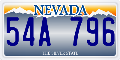 NV license plate 54A796