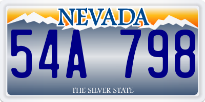 NV license plate 54A798