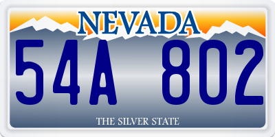NV license plate 54A802