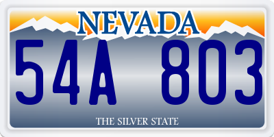 NV license plate 54A803