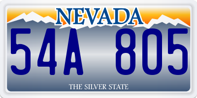 NV license plate 54A805