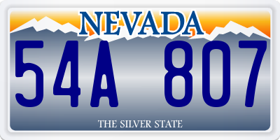 NV license plate 54A807