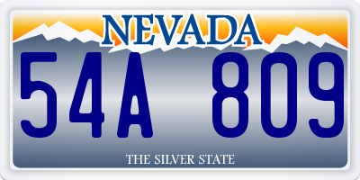 NV license plate 54A809