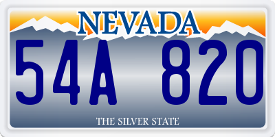 NV license plate 54A820