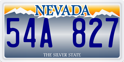 NV license plate 54A827