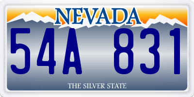 NV license plate 54A831