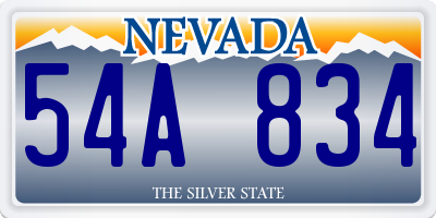 NV license plate 54A834