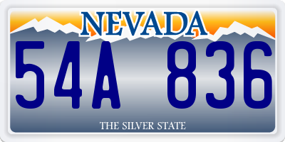 NV license plate 54A836