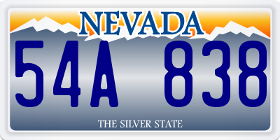 NV license plate 54A838