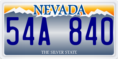 NV license plate 54A840