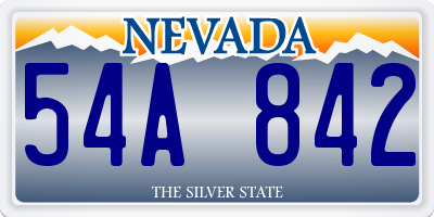 NV license plate 54A842