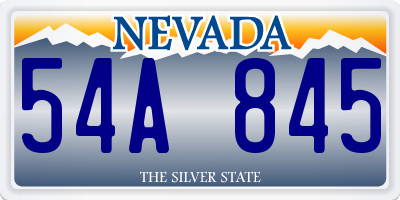 NV license plate 54A845