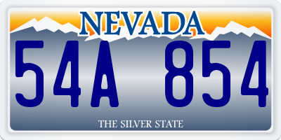 NV license plate 54A854