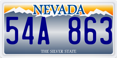 NV license plate 54A863