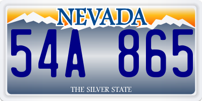 NV license plate 54A865