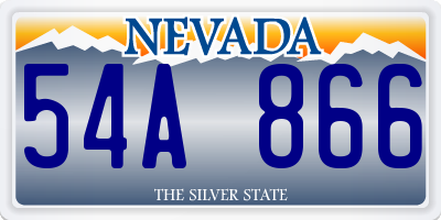 NV license plate 54A866