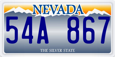 NV license plate 54A867