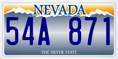 NV license plate 54A871
