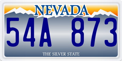 NV license plate 54A873