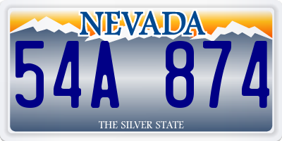 NV license plate 54A874