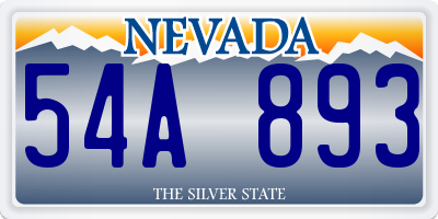 NV license plate 54A893