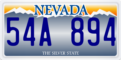 NV license plate 54A894