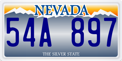 NV license plate 54A897