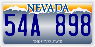 NV license plate 54A898