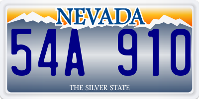 NV license plate 54A910