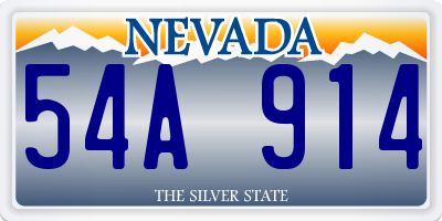 NV license plate 54A914