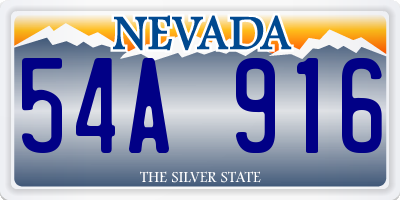 NV license plate 54A916