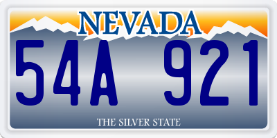 NV license plate 54A921