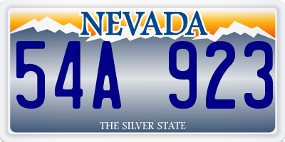 NV license plate 54A923