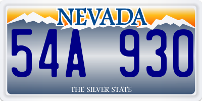 NV license plate 54A930